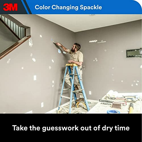 3M High Strength Spackling Compound 12 oz. and Putty Knife, Color Changing, Applies Blue, Dries White, Ideal for Use on Drywall, Plaster, Stoccu and Wood, Easy Interior and Exterior Repairs (CC-SIOC)