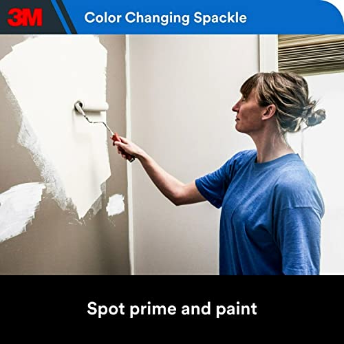 3M High Strength Spackling Compound 12 oz. and Putty Knife, Color Changing, Applies Blue, Dries White, Ideal for Use on Drywall, Plaster, Stoccu and Wood, Easy Interior and Exterior Repairs (CC-SIOC)