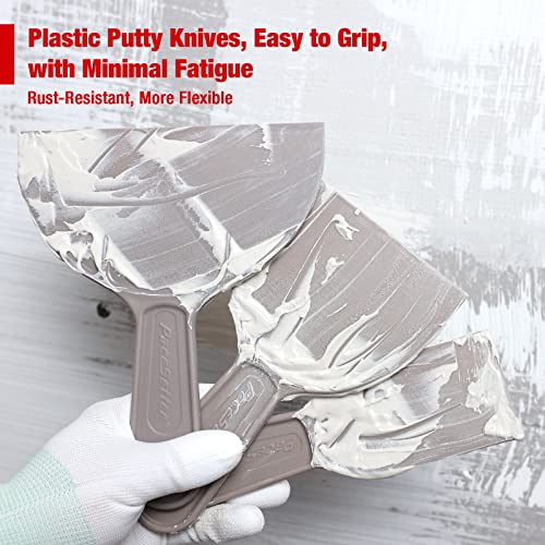 Goldblatt 7-Piece Drywall Hand Tool Kit, with 4 Pieces Plastic Taping Knife Set, 1 Piece Blue Steel Taping Knife, Mud Pad and Sanding Sponge, Perfect for Quick Drywall Finishing and Patching