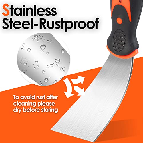 MATEWORK Putty knife,9 Piece Stainless Steel Paint Scraper Tool Set,With Taping Knife Tool for Repairing Drywall, Removing Wallpaper, Applying Putty, Plaster, Cement, Adhesive