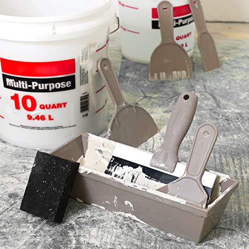 Goldblatt 7-Piece Drywall Hand Tool Kit, with 4 Pieces Plastic Taping Knife Set, 1 Piece Blue Steel Taping Knife, Mud Pad and Sanding Sponge, Perfect for Quick Drywall Finishing and Patching