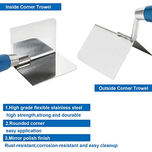 DAJAVE 2 Pack Drywall Corner Tool Set, 3 Inch Drywall Outside Corner Knife and Inside Corner Knife, with Soft Grip Handle, Stainless Steel Outside Inside Corner Drywall Tool