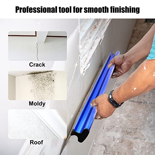 KEZERS 32" /80 cm Skimming Blade, 0.3mm Stainless Steel Blade, Smoothing & Knockdown Drywall Knife, Extruded Aluminum, Durable Wall-Board, High-Impact End Caps