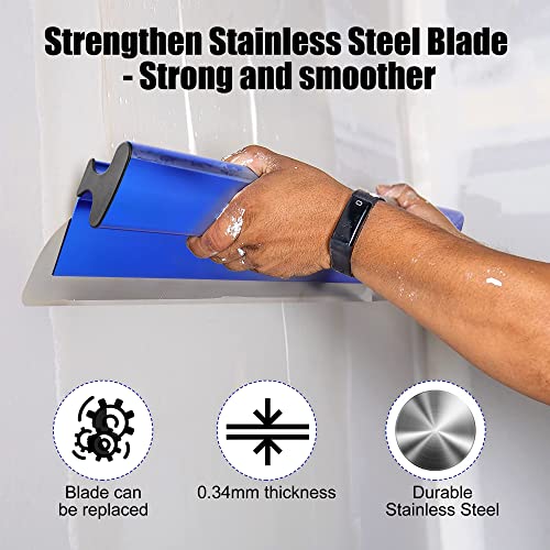 KEZERS 32" /80 cm Skimming Blade, 0.3mm Stainless Steel Blade, Smoothing & Knockdown Drywall Knife, Extruded Aluminum, Durable Wall-Board, High-Impact End Caps