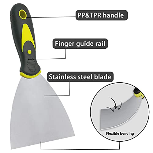 Pack of 4 Putty Knife Set, 2,3,4,5 inch Wide Spackle Putty Knives Metal Scrapers Putty Scrapers for Drywall, Putty, Decals, Wallpaper, Baking, Patching and Painting