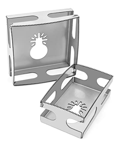 QWORK Square Slot Cutter, 2 Pcs Steel Sleeve Slotting Knife Square Rectangular Milling Cutter Engraving, One Step Hole Cutting Tool for Carving Milling Sheetrock/Wood/Drywall/Voltage Box