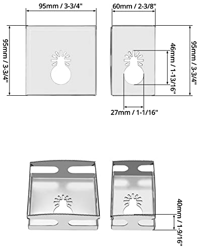 QWORK Square Slot Cutter, 2 Pcs Steel Sleeve Slotting Knife Square Rectangular Milling Cutter Engraving, One Step Hole Cutting Tool for Carving Milling Sheetrock/Wood/Drywall/Voltage Box