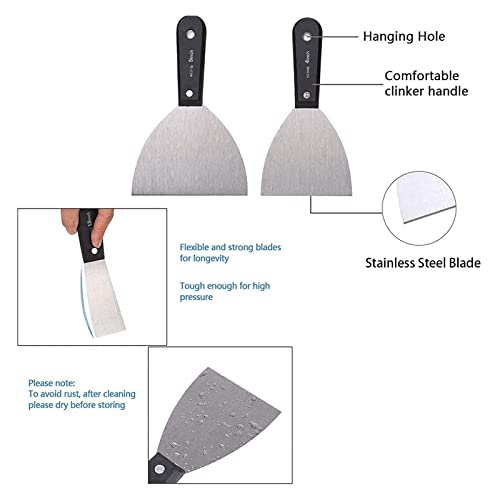 7 PCS Drywall Tools,Putty Knife,Paint Scraper Tool With Storage Bag,Stainless Steel Putty Knife Set,Drywall Scraper Spackle Taping Knife For Spreading Drywall Spackle Mud, Taping,Repairing wall