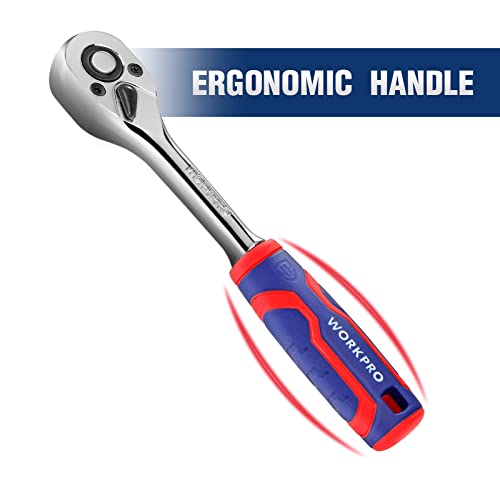 WORKPRO 3-Piece Ratchet Set with 72-Tooth Drive Socket