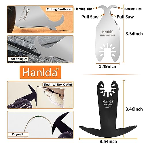 Hanida 31 Pcs Oscillating Tool Blades Metal, Titanium Oscillating Saw Blades, Multitool Blades Kit for Wood Plastics, Oscillating Multitool Hook Knife Blades, Drywall Blade Fit Dewalt, Bosch, Ryobi