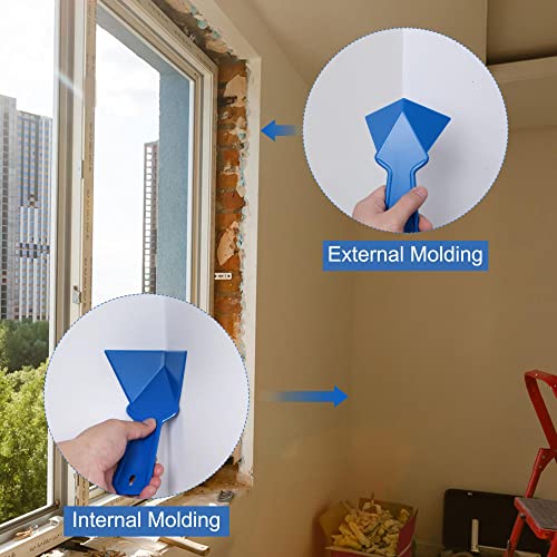 uxcell Inside Corner Trowel 4 Inch Drywall Corner Tool Plastic Corner Knife, Blue 2pcs