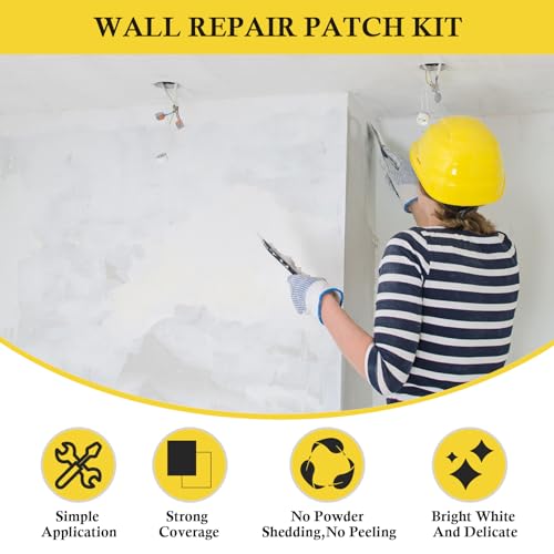 fowong Wall Repair Patch Kit Putty & Paint White, Drywall Patch Repair Kit DIY to Fix Wall Holes and Creak Damage with Putty Knife and Sanding Pad
