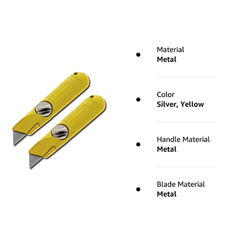 Grabber All-Metal Fixed-Blade Utility Drywall Knife - Easy Change Blade, Non-Retractable (2-Pack)