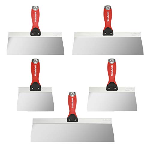 Goldblatt Drywall Tools, Drywall Knife Set, 5-Piece Stainless Steel Taping Knives, Includes- 6'', 8'', 10'', 12'', 14'' Drywall Tools, Perfect for Drywall Joint Taping, Finishing and Patching