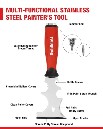 Goldblatt Drywall Hand Tool Kit - Stainless Steel Joint Knife, Taping Knives, Paniter Scraper, Mud Pan