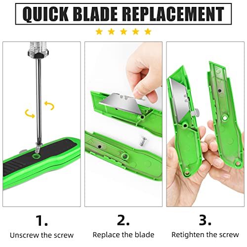 DIYSELF 4 Pack Box Cutter Retractable, Razor Knife with Auto Lock, Box Opener with 10 Blades, Box Knife, Sharp Utility Knife Retractable, Boxcutter for Cardboard, Carton, Drywall, Exacto Knife