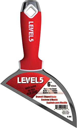 6" Clipped Drywall Pointing Knife - LEVEL5 | Metal Hammer End | Pro-Grade Finishing Tools | Sheetrock Gyprock Plasterboard Mud | 5-201