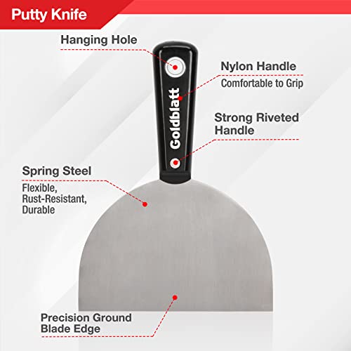 Goldblatt 17 Pieces Drywall Repair Kit, Including 14 Pieces 2/4/6/8 inch Aluminum Self Adhesive Wall Repair Patches, Jab Saw, Sanding Sponge, Putty Knife, for Drywall/Ceiling Patching, Plastering