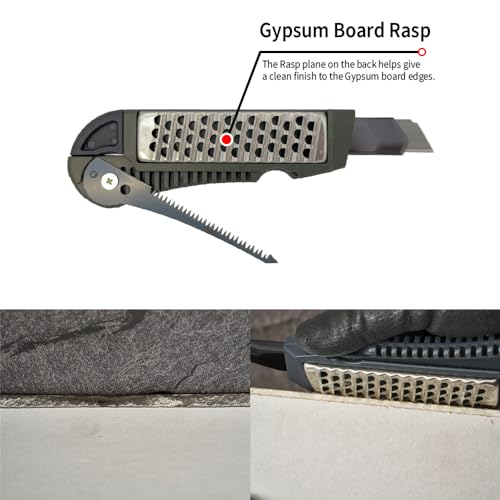 109TOOLs Drywall 4 in 1 Multi Knife Drywall Multi Tool Drywall Rasp Plaster Planer Jab Saw Tape Measure Hook 18mm SK-2 with High Durability Blade Best Premium utility knife