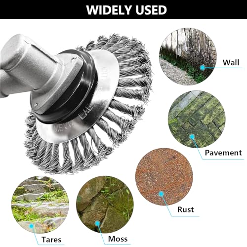 Darohz 8 Inch Weed Wacker Attachments Heads,Steel Wire Rotary Brush Cutter Trimmer Head Weed Blade, Universal Adapter Kits,Lightweight Gardening Lawnmower, Moss Grass Rust Removal