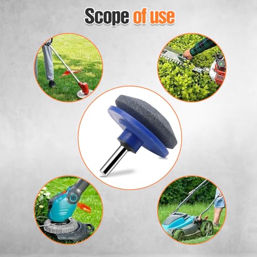 YAUNJI Lawnmower Dull Blade Sharpener, 2024 New Lawn Mower Blade Sharpener Kits, Universal Blade Sharpeners for Lawn Mowers for Any Power Hand Drill (Blue 3 PCS)