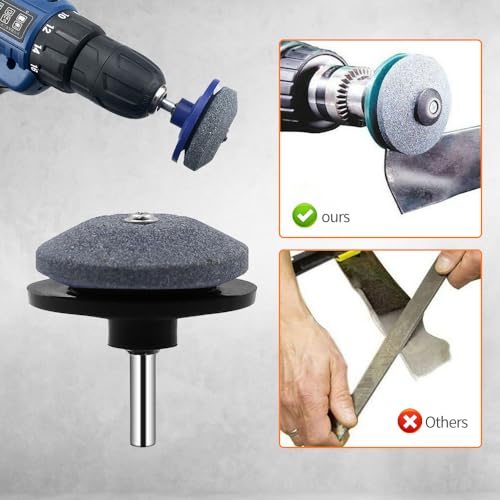 YAUNJI Lawnmower Dull Blade Sharpener, 2024 New Lawn Mower Blade Sharpener Kits, Universal Blade Sharpeners for Lawn Mowers for Any Power Hand Drill (Blue 3 PCS)