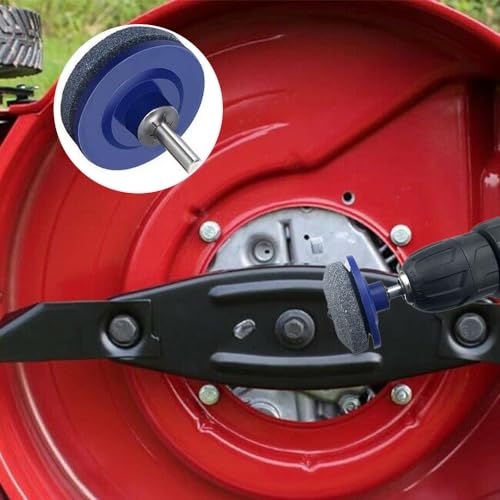 YAUNJI Lawnmower Dull Blade Sharpener, 2024 New Lawn Mower Blade Sharpener Kits, Universal Blade Sharpeners for Lawn Mowers for Any Power Hand Drill (Blue 3 PCS)