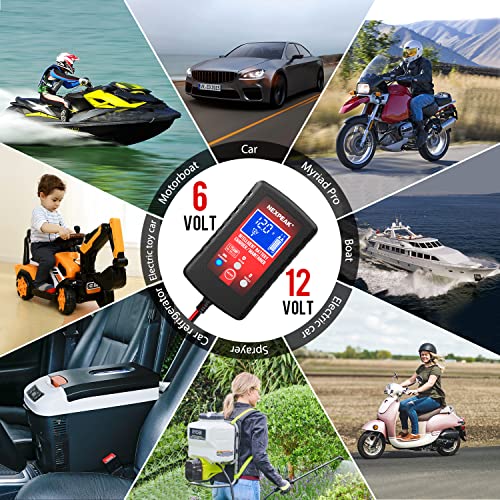 2-Pack Smart Fully Automatic 6V 12V Battery Charger Maintainer for Car, Marine, Motorcycle, Lawn Mower