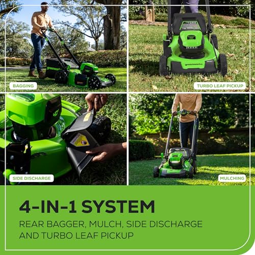 Greenworks 40V 21" Brushless Cordless (Self-Propelled) Lawn Mower (LED Headlight + Aluminum Handles), 5.0Ah Battery and Charger Included (75+ Compatible Tools)