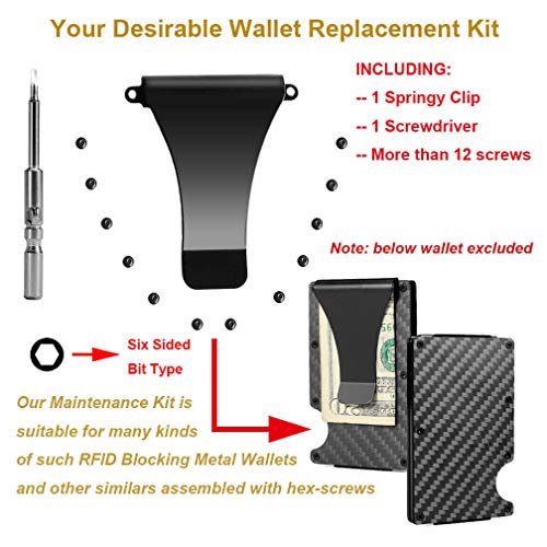 RFID Metal Wallet Repair Kit: Black Screwdriver Set