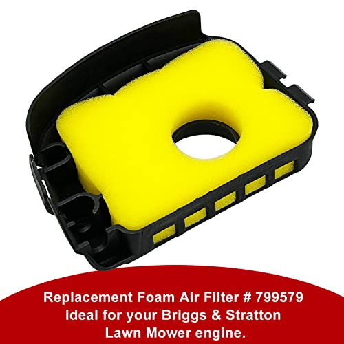 Air Cleaner Replacement Foam Filter 799579 fit for B.S. Engine Air Filters Spark Plug compatible with Briggs and Stratton Lawn Mower