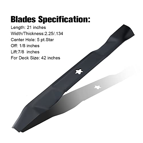 Grasscool 134149 42'' Blade Mulching Set for Craftsman LT1000 LT2000 YS4500 Husqvarna Poulan Pro 42 inch Lawn Mower Replace for 422719 777134149 424752 532134149 5 Point Star (2 Pack)