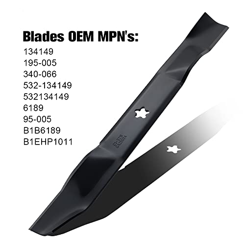 Grasscool 134149 42'' Blade Mulching Set for Craftsman LT1000 LT2000 YS4500 Husqvarna Poulan Pro 42 inch Lawn Mower Replace for 422719 777134149 424752 532134149 5 Point Star (2 Pack)