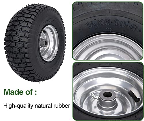 15x6.00-6 Lawn Mower Tire and Wheel Front Tire Compatible with John Deere Craftsman Husqvarna Riding Mowers Lawn Tractors