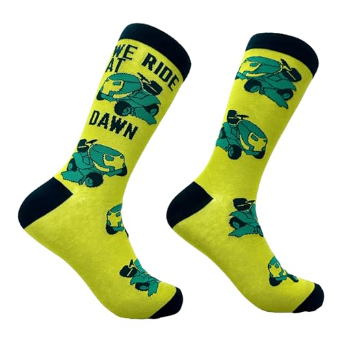 Crazy Dog T-Shirts Men's We Ride At Dawn Socks Funny Riding Lawn Mower Joke Footwear