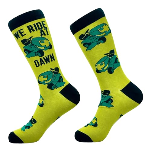 Crazy Dog T-Shirts Men's We Ride At Dawn Socks Funny Riding Lawn Mower Joke Footwear