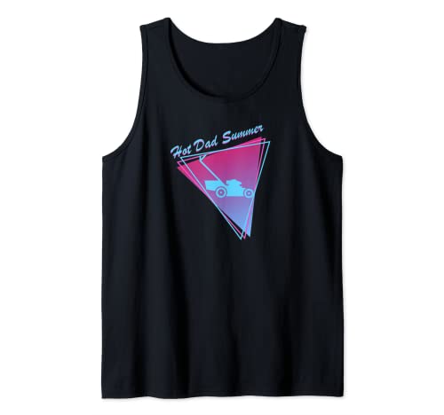 Hot Dad Summer Funny 80's Retro Push Lawn Mower Tank Top