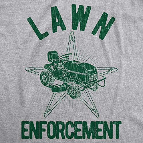 Mens Lawn Enforcement Tshirt Funny Lawnmower Police Cop Tee Mens Funny T Shirts Dad Joke T Shirt for Men Novelty Tees for Men Light Grey L