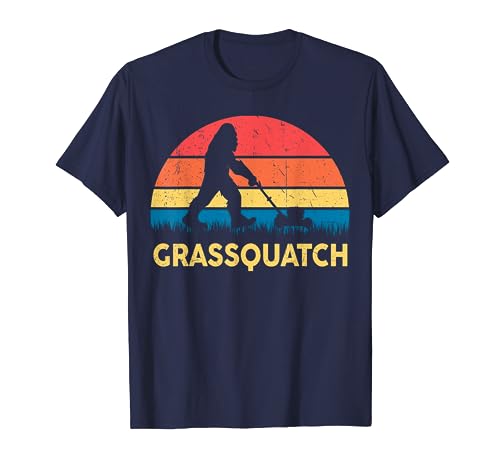 Lawn-Mowing Shirt Men Grassquatch Bigfoot Funny Mower Dad T-Shirt