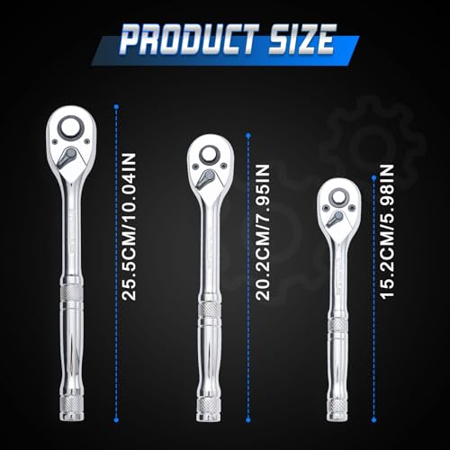 3-Piece Ratchet Wrench Set with Metal Handle