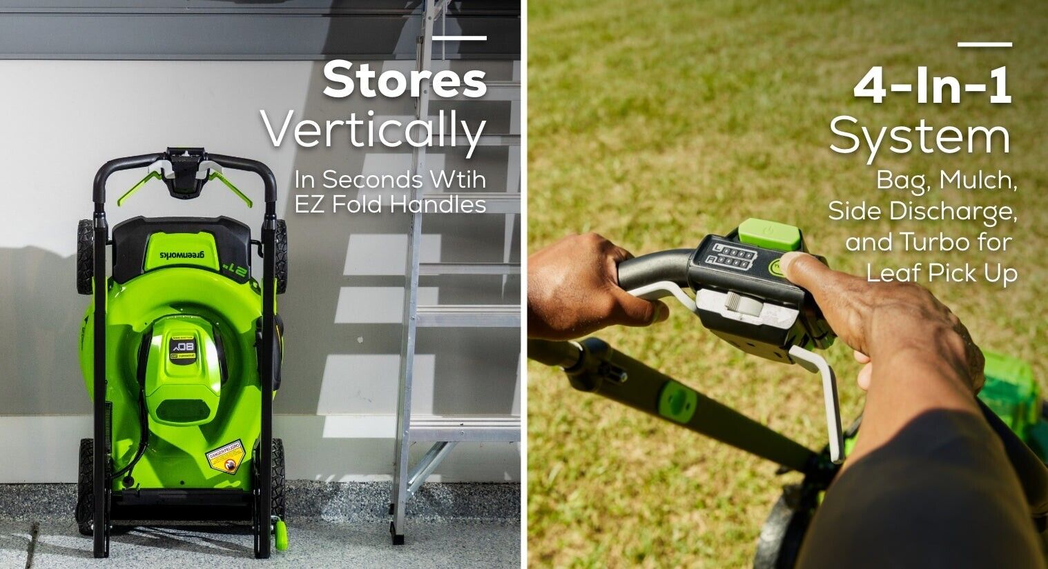 Greenworks 80V 21" Self-Propelled Mower with 4Ah 2Ah Battery & Charger (Renewed)