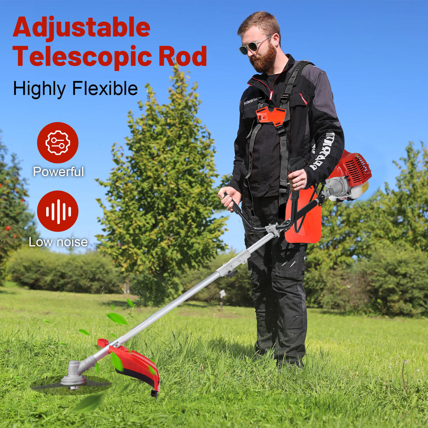 3 In1 Gas Backpack Weed Eater Grass Brush Cutter Lawn Mower Grass Hedge Trimmer