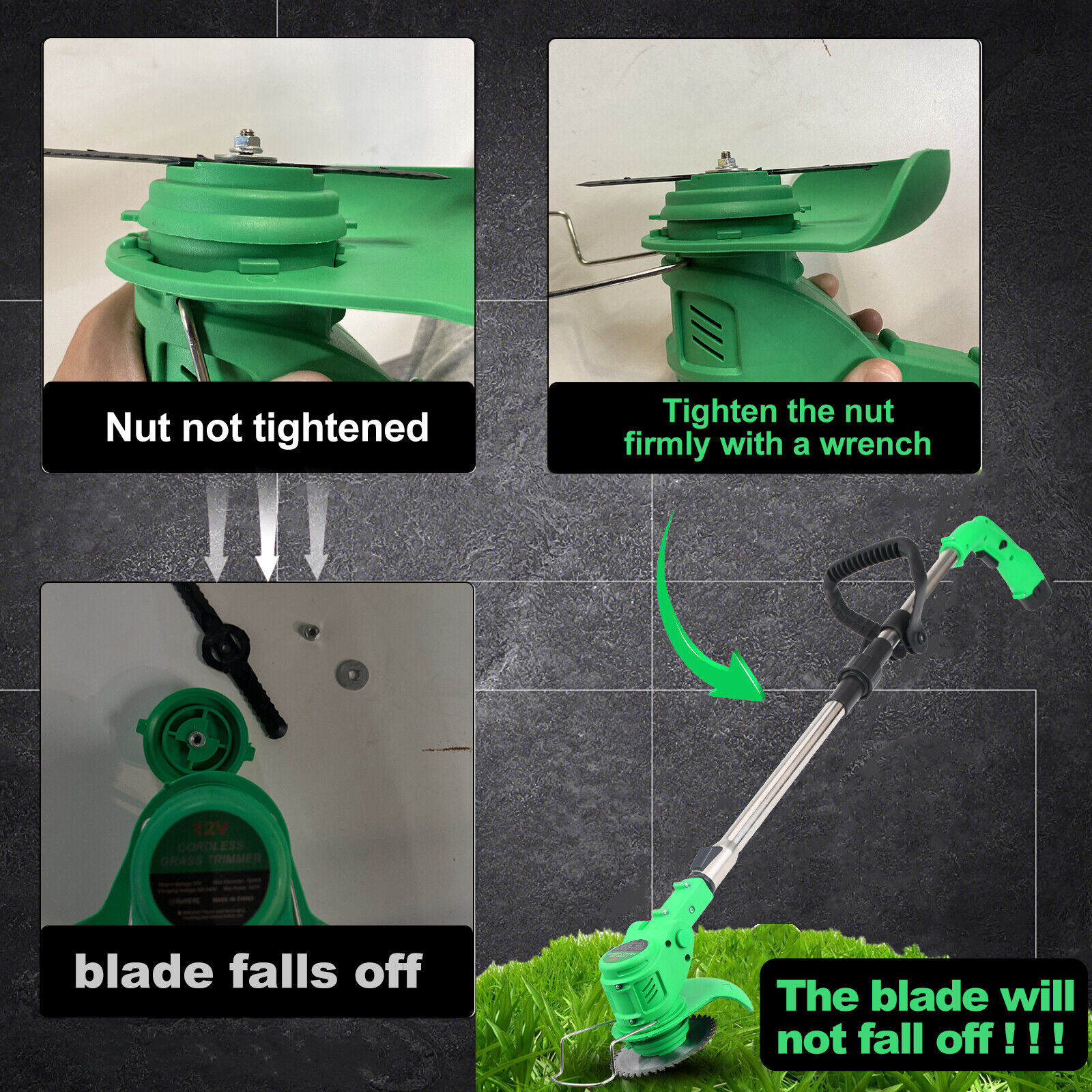 Tegatok 12V Cordless Grass String Trimmer Cutter Electric Weed Eater Lawn Edger