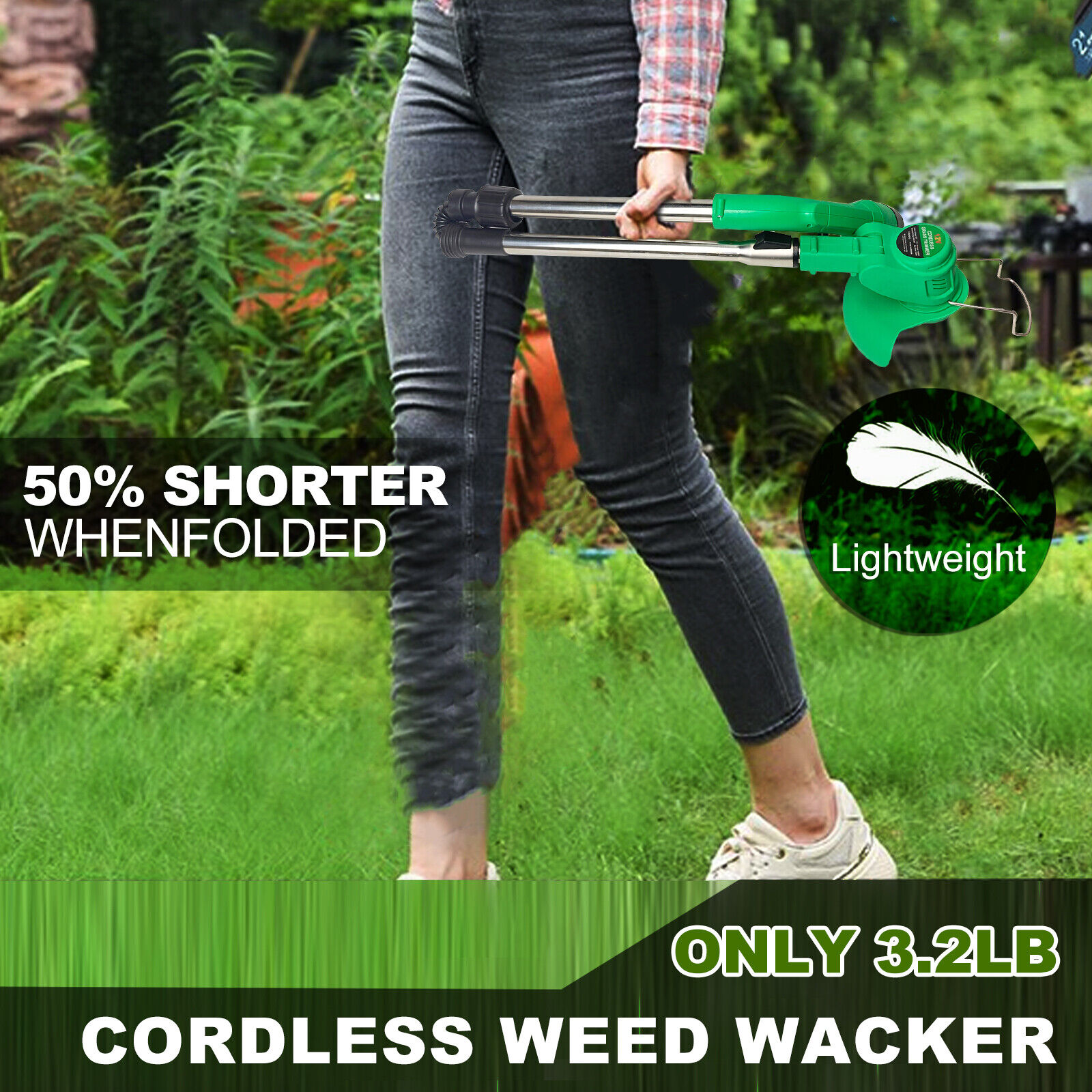 Tegatok 12V Cordless Grass String Trimmer Cutter Electric Weed Eater Lawn Edger