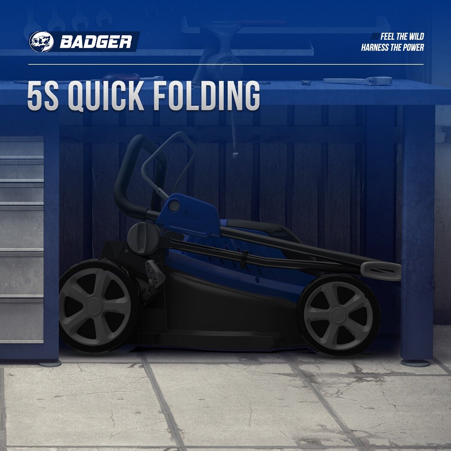 BADGER Lawn Mower 40V(20V*2)  Brushless 16 " Cordless, 5 Cutting Height