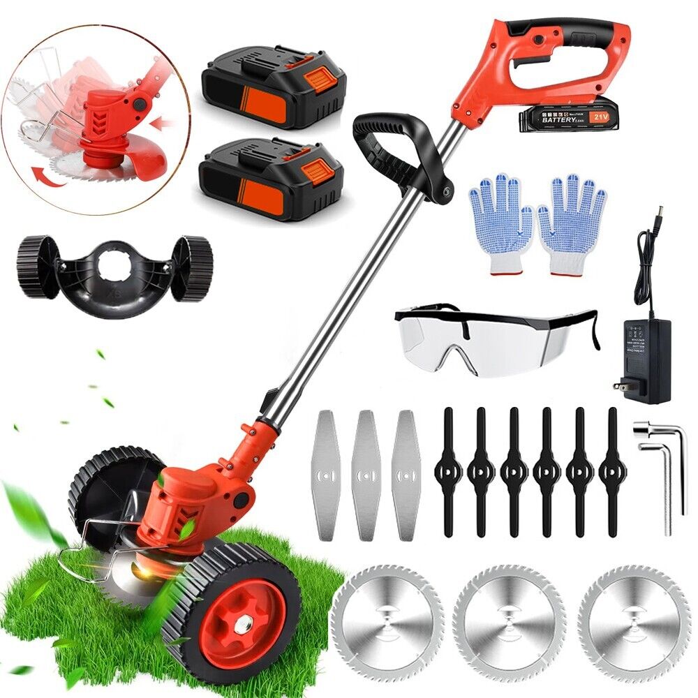 Cordless Lawn Mower Walk-Behind Push Lawn Mower Electric Lawn Mower+2x Batteries