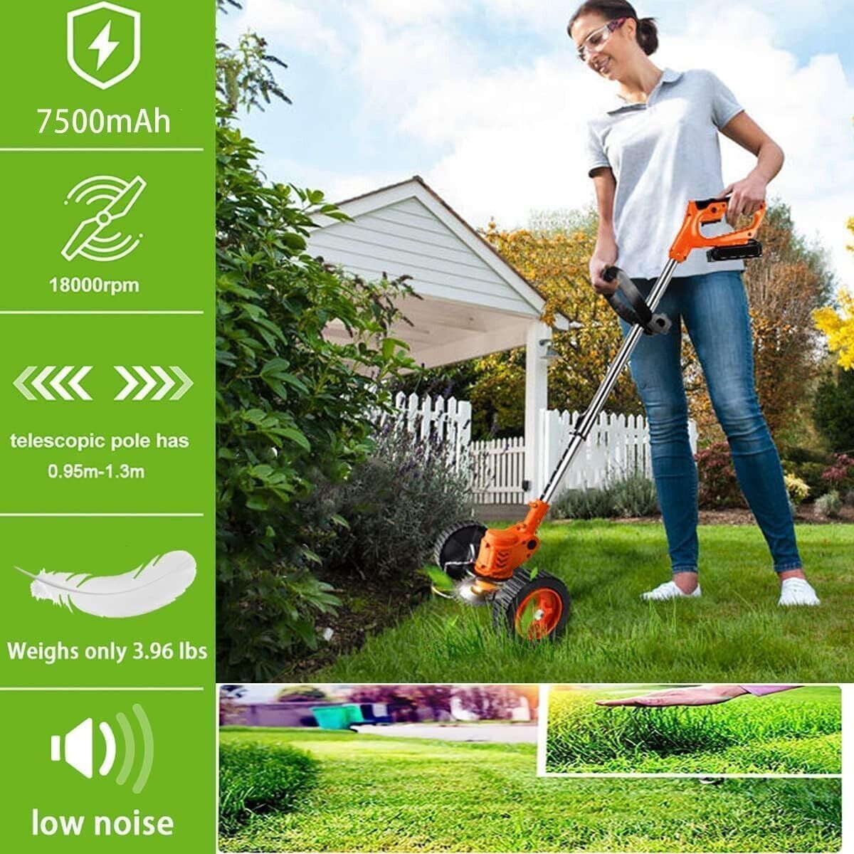 Cordless Lawn Mower Walk-Behind Push Lawn Mower Electric Lawn Mower+2x Batteries
