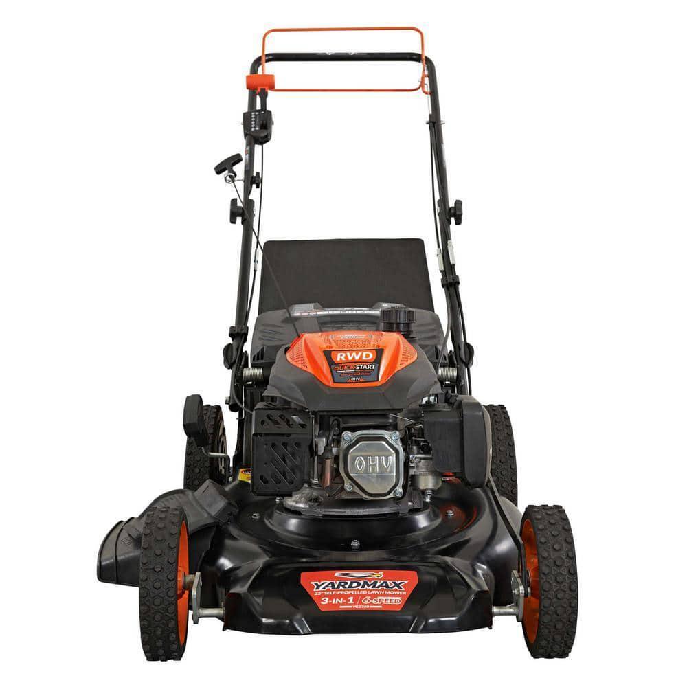 YARDMAX 3-in-1 Self Propelled Gas Mower 22" 201cc 6-Speed CVT High Wheel RWD