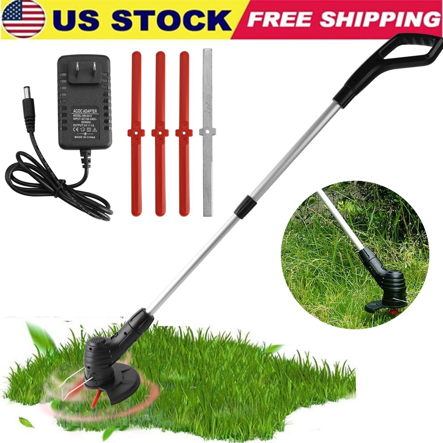 Electric Cordless Grass String Trimmer Lawn Edger Weed Wacker Cutter US STOCK