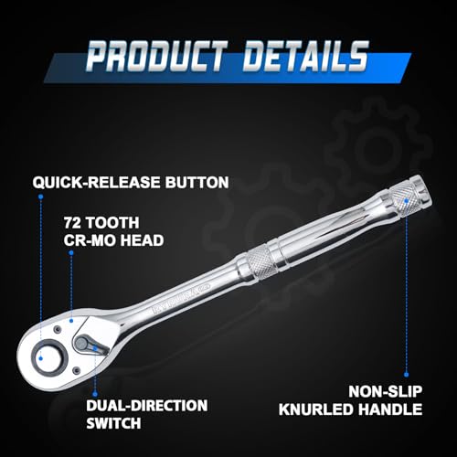 3-Piece Ratchet Wrench Set with Metal Handle